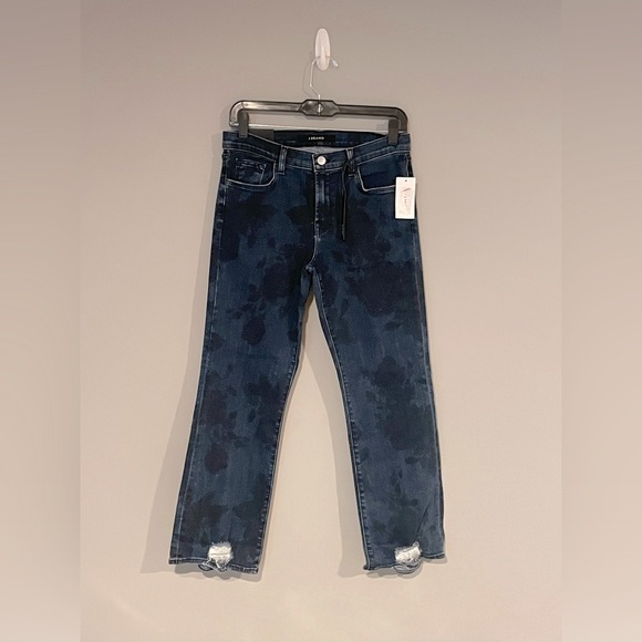 NWT J Brand women’s jeans size 28. Blue jeans with a darker blue floral pattern. - Picture 1 of 6